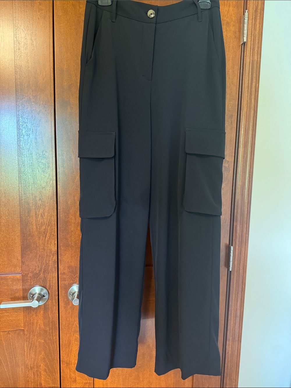 Dex Black Cargo Pants 
High Rise Straight Leg Utility Pocket Career Casual
